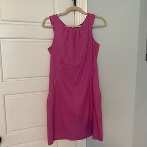 Hot Pink Sleeveless Linen Shift Dress